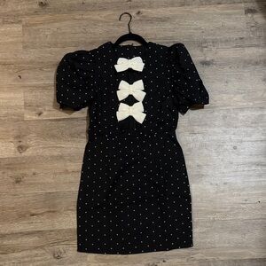 Black Polka Dot Dress with White Bows